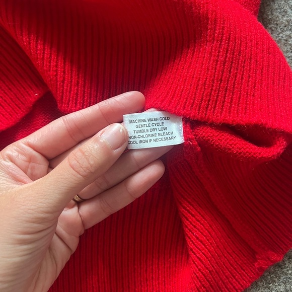 Vintage Haband Red V Neck Knit Long Sleeve Pullover Sweater Navy Trim Men’s XL - Picture 6 of 13